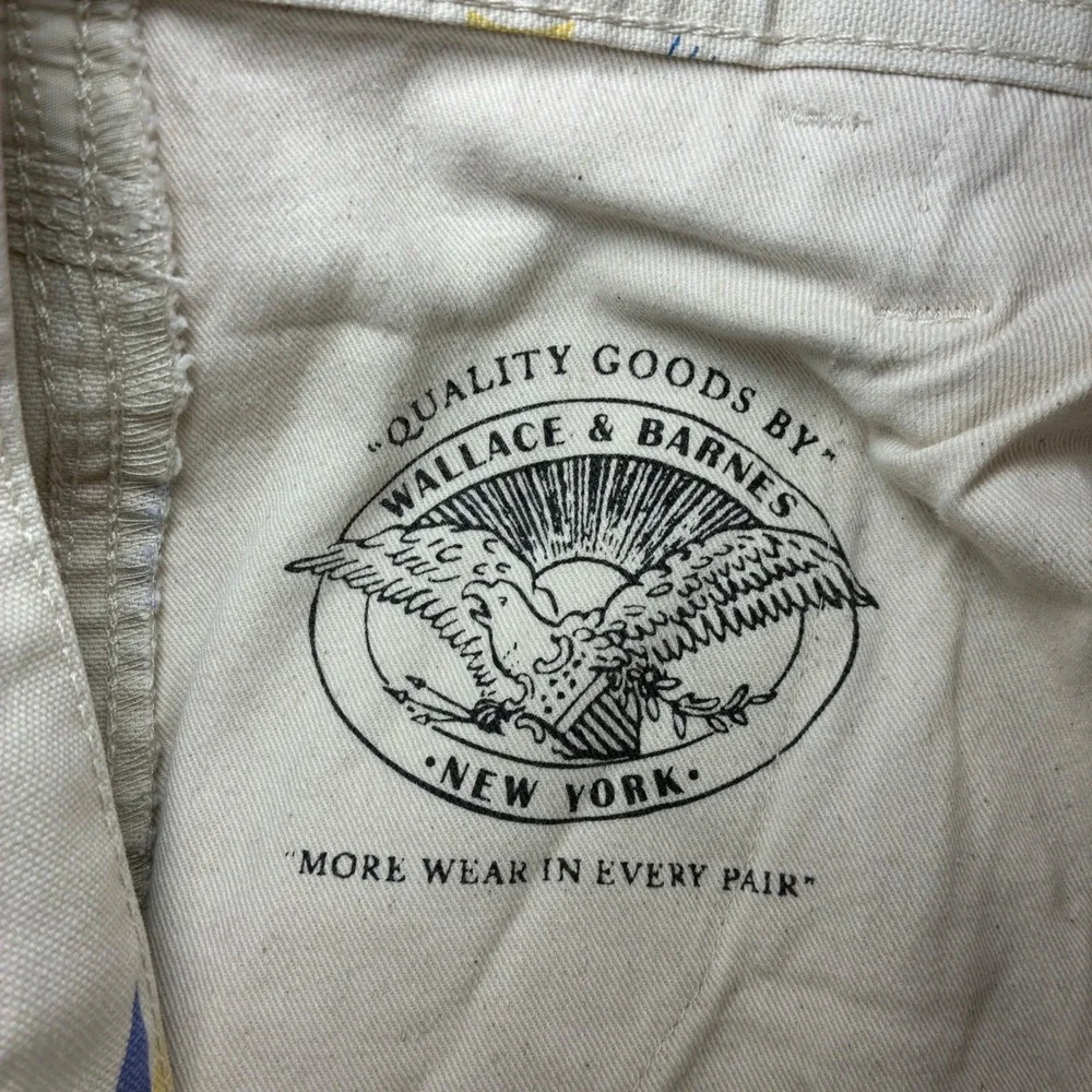 Wallace Barnes Carpenter Pants Men 33x32 Beige Sailboat AOP Double Knee J Crew - Picture 4 of 9